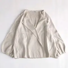 【美品✨】アドーア ノーカラー ニットカーディガン シルク混 ボリューム袖 38