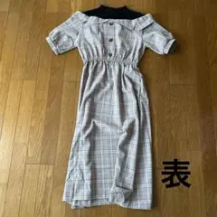 チェック柄オフショルダーワンピース
