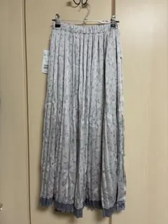 Honeys 配色プリーツスカート グレー花柄