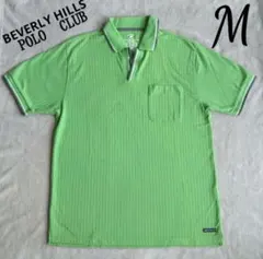 【古着】ビバリーヒルズ＊ポロクラブ＊ポロシャツ＊M＊半袖＊グリーン＊ストライプ＊