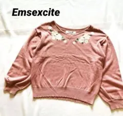 冬物大セール‼︎ ピンク ニット Vネック エムズエキサイト M トップス