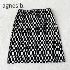 ★agnes b.★変形ブロックチェック カットソースカート 台形 M 白黒のサムネイル