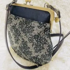【極美品】AYANOKOJI あやの小路 がま口 ショルダー レース 黒×金
