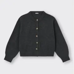 GU ミドルゲージクルーネックカーディガン　ダークグレー　XL