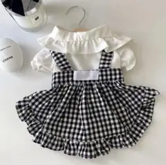 【新品未使用】犬用チェック柄サロペットスカート