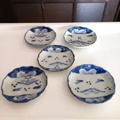 明治期 染付『唐子遊戯図』楕円形葵口皿(五客)料亭割烹 居酒屋茶事 茶道具★ 明治期 染付『唐子遊戯図』楕円形葵口皿(五客)料亭割烹 居酒屋茶事