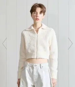 【美品】H BEAUTY&YOUTH ウールアルパカ ブークレジップカーディガン