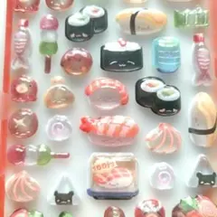 寿司　めし　和菓子　ボンボン　和柄　ドロップ　日本食　立体　シール　すし