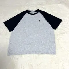 U.S. POLO ASSN. ラグランTシャツ グレー×ブラック ロゴ刺繍 F