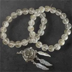 【天然・浄化】水晶ブレスレット2本 ＆ デザインペンダントトップ 3点セット