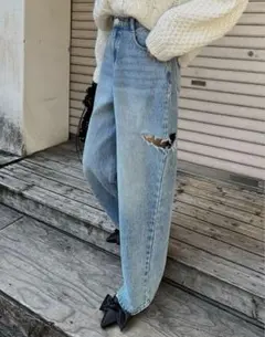 Re:EDIT カットアウトデニムパンツ　SCサイズ