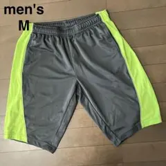 メンズ　短パン　ショートパンツ　グレー　黄緑　M スポーツ