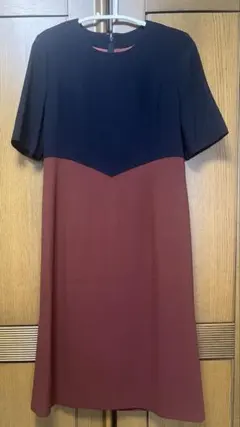 バイカラー 半袖ワンピース　jun ashida 11号　クリーニング済のサムネイル