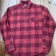 ラコステ　チェックコットンシャツ　オレンジ系　流行色　#フレラコ