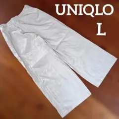 UNIQLO ベルテッドリネンコットンワイドストレートパンツ　ベージュ　L