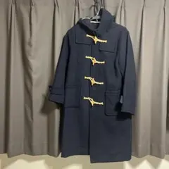 ポールスチュアート ダッフルコート L ヘリンボーン 黒 ロング ウール