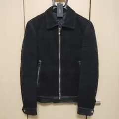 美品　5351プールオムディレクターズラインアンゴラ&ラムレザーライダース