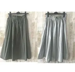 2way リバーシブル ウォッシャブル ギャザースカート カーキ