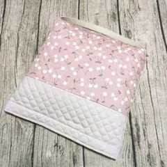 防災頭巾カバー　座布団タイプ　正方形　さくらんぼ　くすみピンク