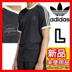 【L】アディダスオリジナルス グラフィック 半袖Tシャツ スリーストライプス 黒