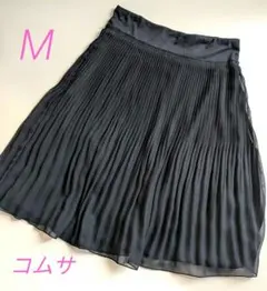 美品！コムサイズム☆紺 プリーツスカート ひざ丈 シンプルМのサムネイル