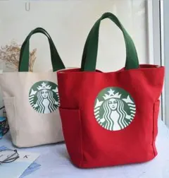 スターバックス ビッグトート エコバック 白 赤
