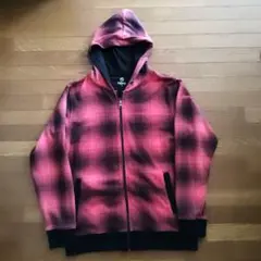 Navy. フルジップパーカー レッド・ブラックチェック Lサイズのサムネイル