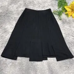 ホコモモラデシビラ 膝丈スカート ブラック パネル切替 ウール混 上品 38のサムネイル