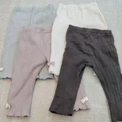 パンツ 80 4枚セット 女の子 スパッツ リボン ズボン