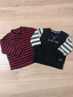 【2枚セット】ユニクロ フリース タートルネック＆裏起毛トレーナー 90cm