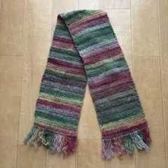 【ハンドメイド】子供用 手編みストライプマフラー