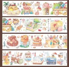 C402.照妖鏡手帳 熊熊蛋糕  マスキングテープ 水晶PET