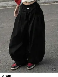 ルーズ ドローストリング パンツ ワイドレッグ オーバーサイズ カーゴ