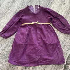 petit main 紫色 チェック柄 ワンピース 100cm