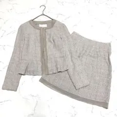 【美品】 ナチュラルビューティー セットアップ ノーカラージャケット スカート