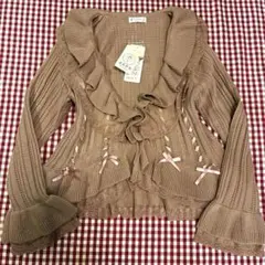 新品タグ付未使用　axesfemmアクシーズ フリル襟ケーブル編みカーディガン