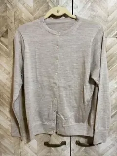 ウール100% ベージュ カーディガン Lサイズ