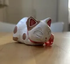 猫 置物 陶器 三毛猫