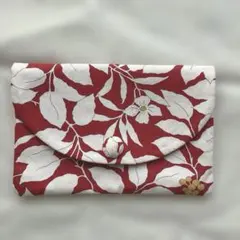 ハンドメイド マルチケース ポーチ 花柄 赤