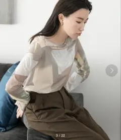 【未使用】LOWRYS FARM シアークルーロングスリー ブ マルチカラー