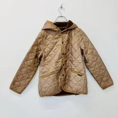 【a0380】スモックショップ キルティングジャケット フード付き ブラウン S