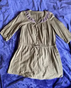 D* オリーブグリーン 五分袖チュニック M