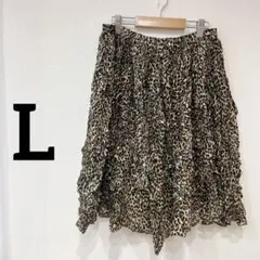 美品✨フレアスカート レオパード柄 ヒョウ柄 ブラウン ゴム