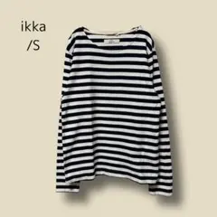 3470　【ikka】　長袖　カットソー　ロンT　ボーダー　S　白黒　綿100のサムネイル