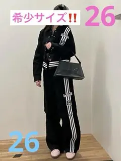adidas アディブレイク 2-IN-1 デニムパンツ ブラック×白 26