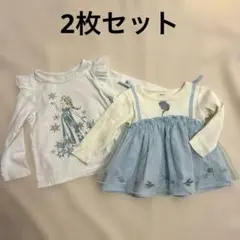 アナと雪の女王　エルサ　長袖　肩フリルチュールカットソー　90