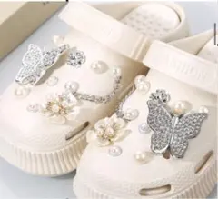 ジビッツ　シルバー蝶　サンダル　パール　ホワイト　20ピース　新品未使用