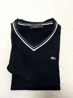 と*し様 ラコステ　Vネック　ニット　長袖　ブラック　Mサイズ