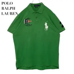 ポロラルフローレン ポロシャツ ビッグポニー 刺繍 XL 緑 半袖 鹿の子