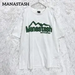 マナスタッシュ Tシャツ ホワイト　M 半袖　ロゴ　コットン100%